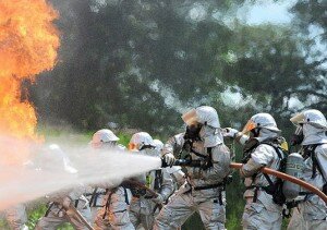 firefighters extinguishing a fire